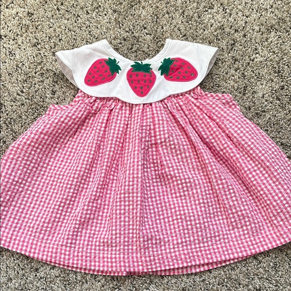 baby ur it Other - Pink Gingham Dress with Strawberry Design